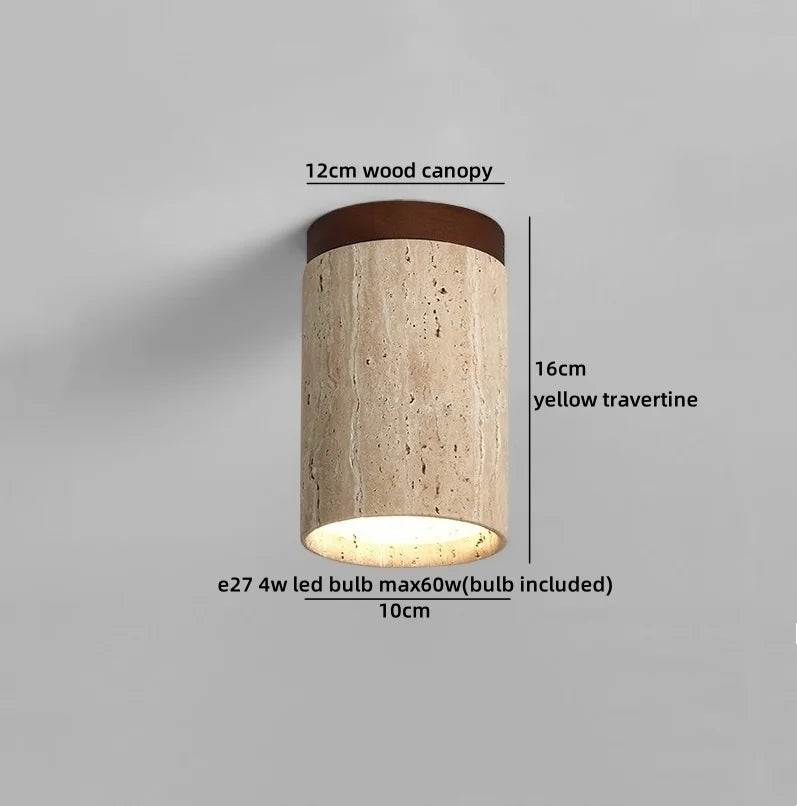 Helnys Yellow Travertine LED Ceiling Light for Home Decor, Indoor Kitchen Lamp