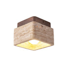 Helnys Yellow Travertine Wood Canopy LED Ceiling Light - Modern Nordic Design