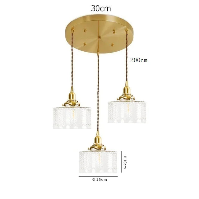 Helnys Clear Glass LED Pendant Light - Copper Nordic Modern Hanging Lamp