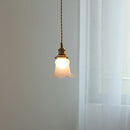 Helnys White Glass LED Pendant Lamp, Copper Hanging Light