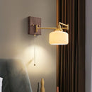 Helnys Wood Swing Arm LED Wall Light Rotatable Bedside Lamp