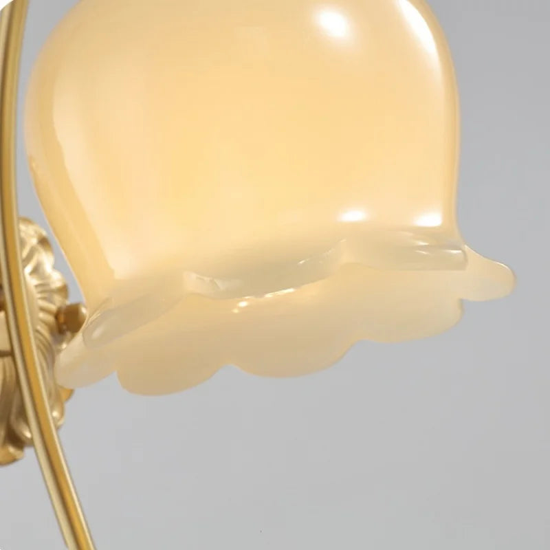 Nordic LED Wall Lamps Antique Brass Resin Flower Design Helnys Wall Light