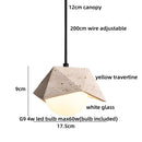 Helnys Yellow Travertine LED Pendant Lights Fixture Glass Stone Wood Nordic Hanging Lamp
