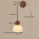 Helnys Amber LED Wall Lamp Walnut Wood Pull Chain Switch Applique Murale
