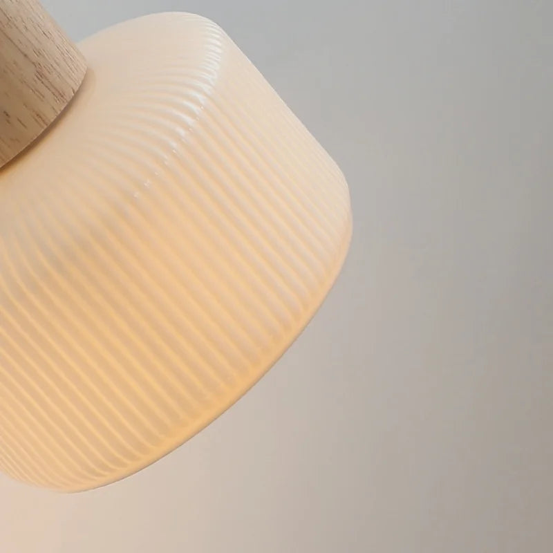 Helnys Wood White Ceramic Wall Lights - Pull Chain Switch LED Mirror Light