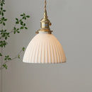Helnys Ceramic LED Pendant Light Fixture with Brass Knob Switch
