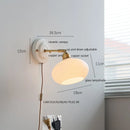 Helnys White Glass LED Wall Lights with Copper Arm Socket for Bedroom & Living Room