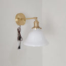 Helnys Copper Swing Arm Wall Lamp with Green White Lampshade
