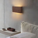 Helnys Nordic Walnut Wood LED Wall Sconce for Bedroom & Living Room