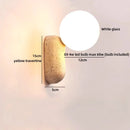 Helnys Wabi Sabi LED Wall Sconce Yellow Travertine Stone Glass Ball Decoration Lamp