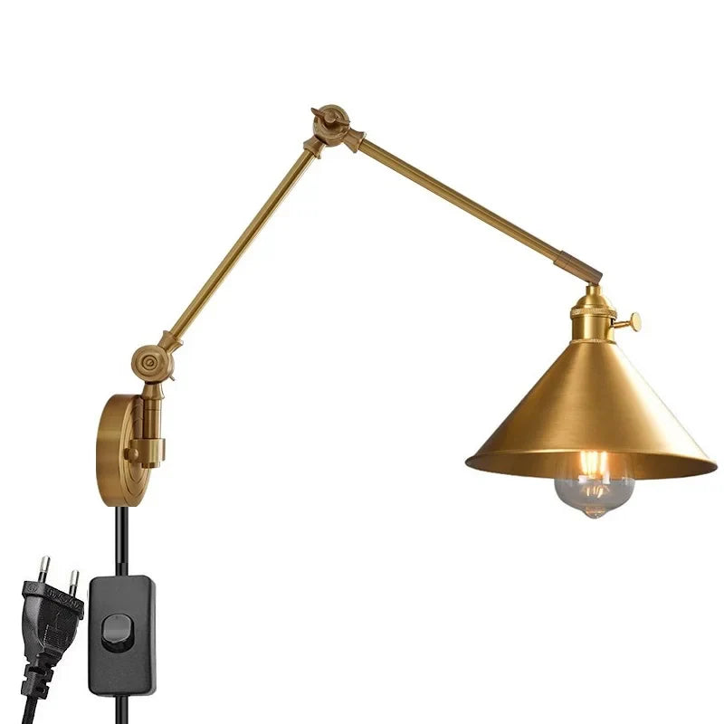 Helnys Nordic Copper Wall Sconce with Pull Chain Switch - Modern Indoor Lighting for Home