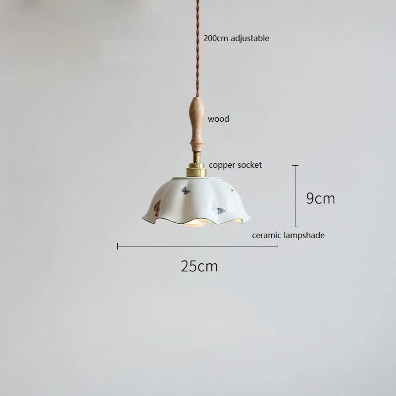 Helnys Ceramic Flower Pendant Lights - French Style Home Decor Luminaria