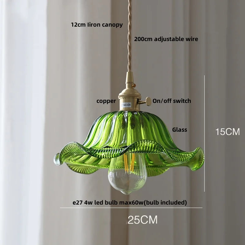 Helnys Amber Glass LED Hanging Lamp Adjustable Nordic Stair Pendant Light