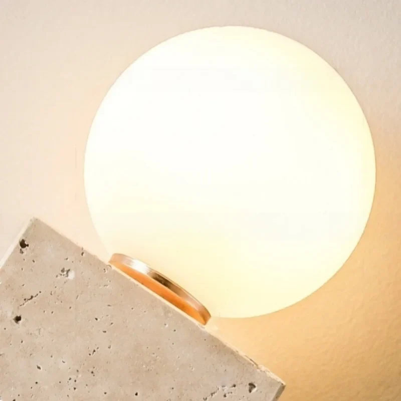 Helnys Yellow Stone Glass LED Square Wall Light for Modern Home Decor
