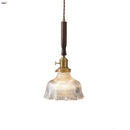 Helnys Nordic Modern Glass LED Pendant Lamp with Walnut Wood Accent