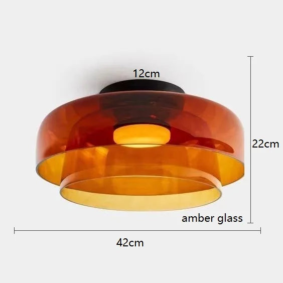 Helnys Amber Glass LED Pendant Lights - Nordic Modern Hanging Lamp
