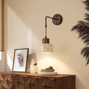 Helnys Wood Canopy LED Wall Sconce Yellow Stone Coffee Study Modern Mirror Light
