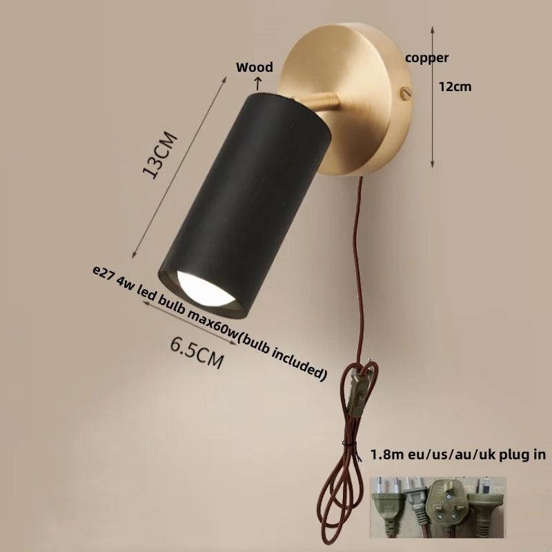 Helnys Nordic LED Wall Light - Modern Wood Indoor Lamp for Home Decor