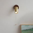 Helnys LED Wall Light Fixture Gold Copper Walnut Wood Japan Style InteriorBalcony Bedside lamp