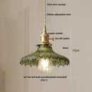 Helnys Green Glass LED Pendant Lights for Reading and Dining Room