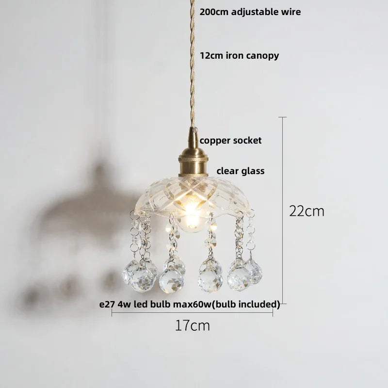 Helnys Nordic Walnut Wood LED Pendant Light Fixture Glass Hang Lamp