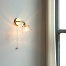 Helnys Copper LED Wall Lights Clear Glass Pull Chain Switch - Modern Nordic Style