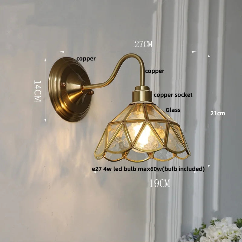Helnys Green Glass LED Wall Lamp Sconce Vintage Loft Stair Light Fixtures Wandlamp