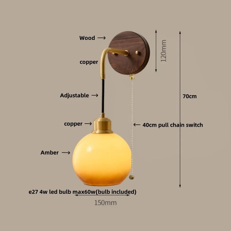 Helnys Nordic LED Wall Sconce Wood Base Modern Vanity Light