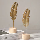 Helnys Nordic Gold Ginkgo Leaf Sculpture for Luxury Home Decor