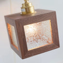 Helnys Walnut Wood LED Wall Sconce Glass Bathroom Light