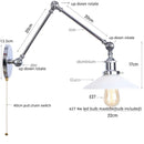 Helnys Vintage Industrial Swing Arm LED Wall Sconce with Pull Chain Switch