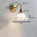 Helnys Flower Design LED Wall Light Glass Antique Gold Modern Bedside Lamp