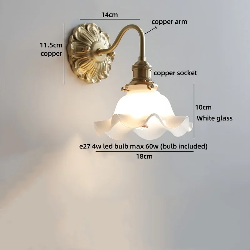 Nordic LED Wall Lamps Antique Brass Resin Flower Design Helnys Wall Light