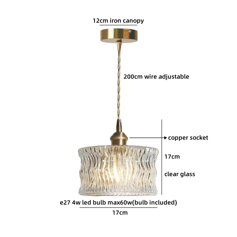 Helnys Crystal Glass LED Pendant Lights - Japan Style Hanging Lamp Fixtures