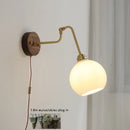 Helnys Amber Glass Ball Wall Sconce with Pull Chain Switch and Adjustable Arm