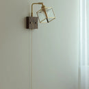 Helnys Walnut LED Wall Sconce Pull Chain Switch Rotatable Stair Light Fixture