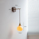 Helnys Modern LED Wall Sconce with Ceramic Lampshade & Wooden Base