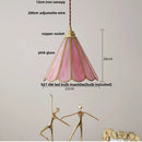 Helnys Glass Pendant Lamp Flower Pink Adjustable LED Hanging Lights