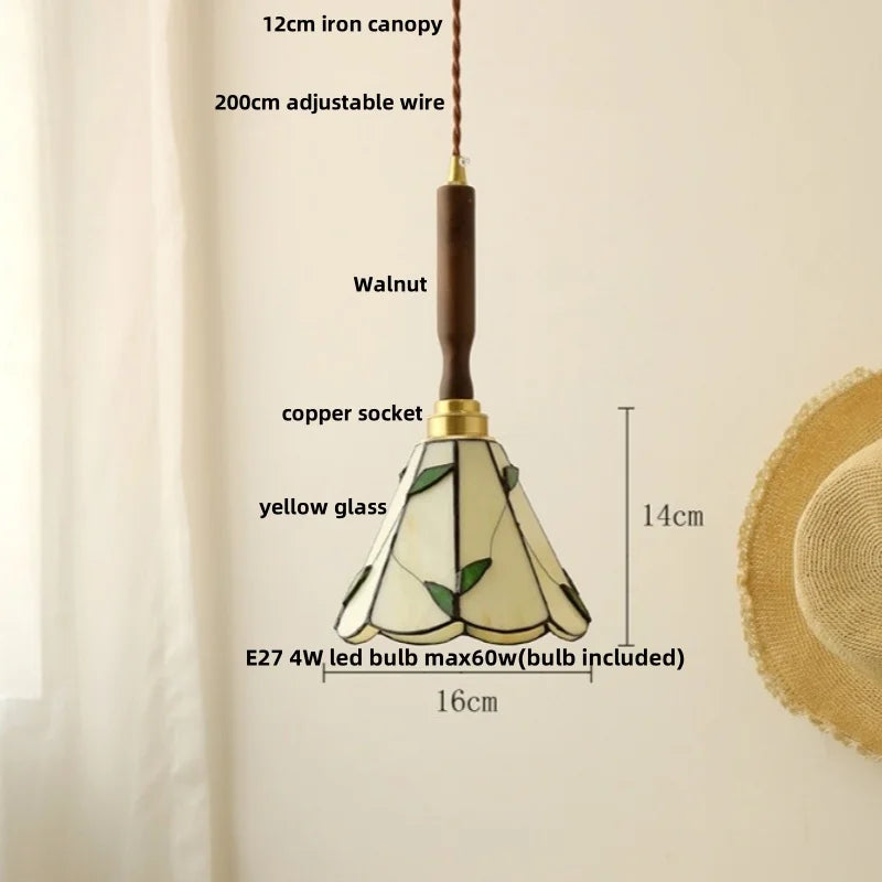 Helnys White Ceramic LED Pendant Light with Walnut Wood Detail - Nordic Modern Design
