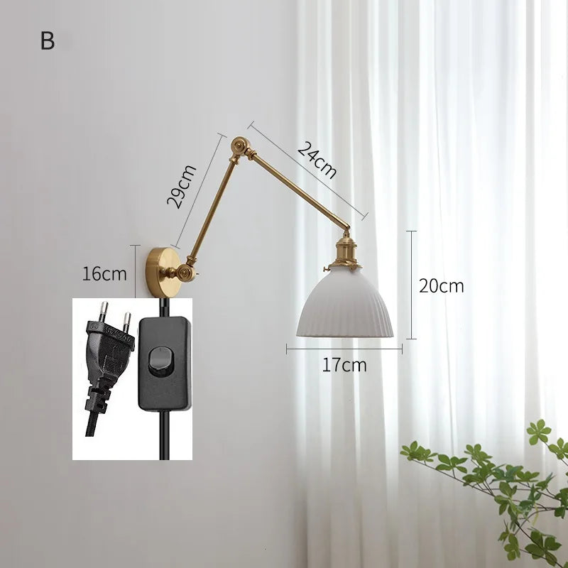 Helnys Copper Swing Arm LED Wall Sconce Up Down Nordic Modern Wandlamp