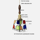 Helnys Tiffany Style Glass Pendant Light Fixture with Walnut Wood Finish