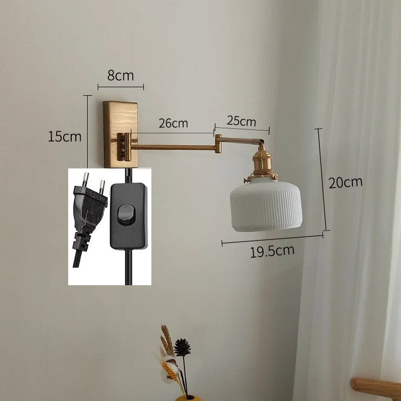 Helnys Nordic LED Wall Sconce Left Right Rotate Pull Chain Switch Stair Light