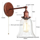 Helnys Industrial Loft LED Wall Light Iron Glass Rustic Reading Dining Room Decor