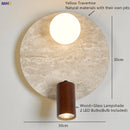 Helnys LED Travertine Glass Wall Lamp Yellow Room Decoration Light