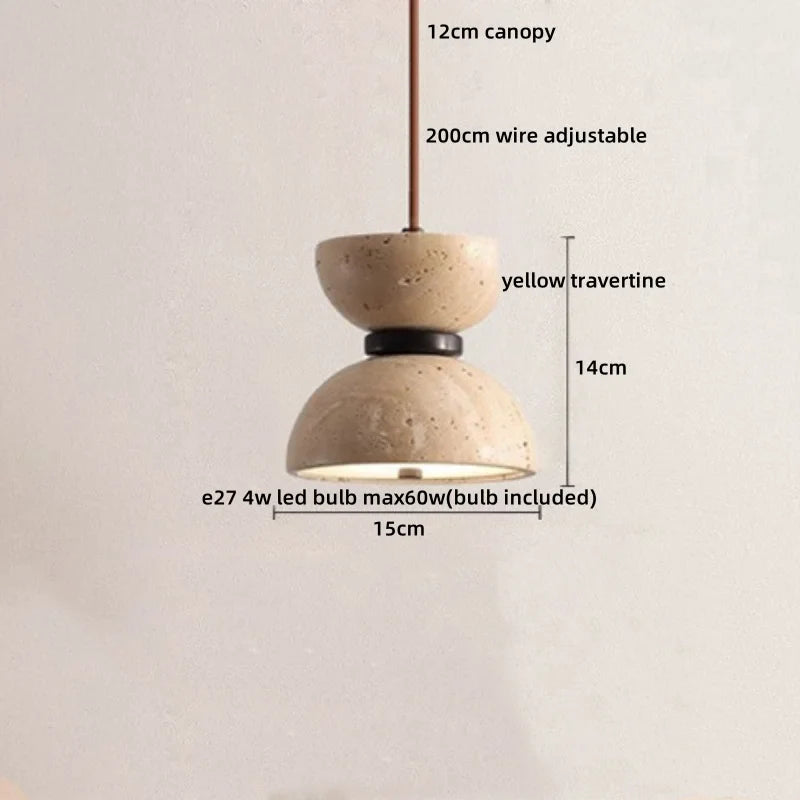 Helnys Wood Stone LED Pendant Light Scandinavian Hanging Lamp Fixture