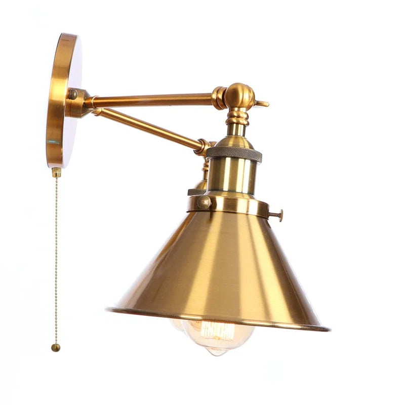 Helnys Industrial Vintage 2-Head LED Wall Light Gold Iron Loft Lamparas De Pared