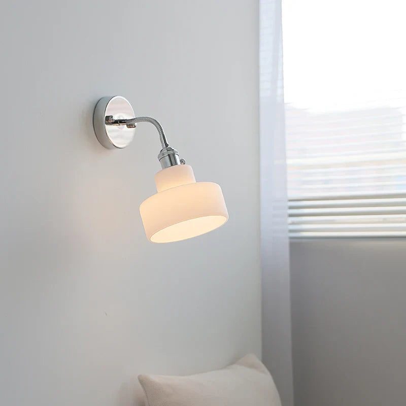 Helnys Nordic LED Wall Sconce, White Glass Lampshade, Bathroom Mirror Stair Light