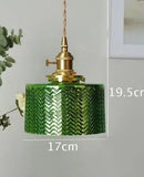 Helnys Green Glass Pendant Light for Bedroom, Dinning, Living Room