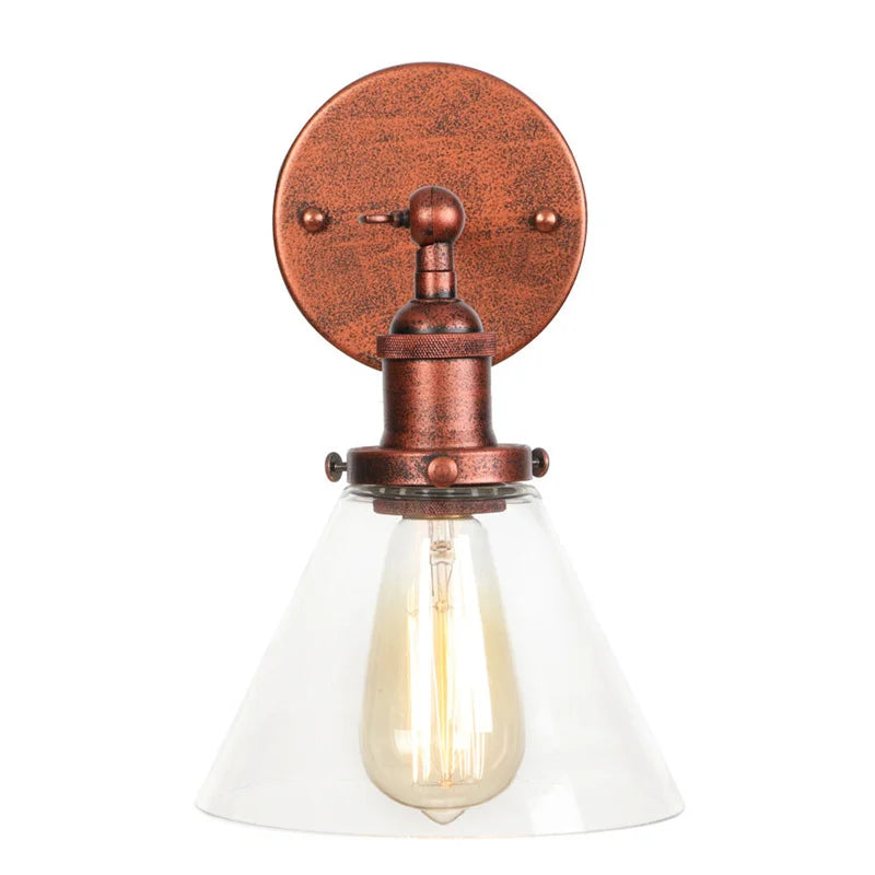 Helnys Clear Glass Iron LED Wall Lamps Stair Light Fixtures Rustic Industrial Vintage