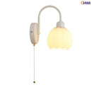 Helnys White Glass LED Wall Lights: Modern Design with Pull Chain Switch